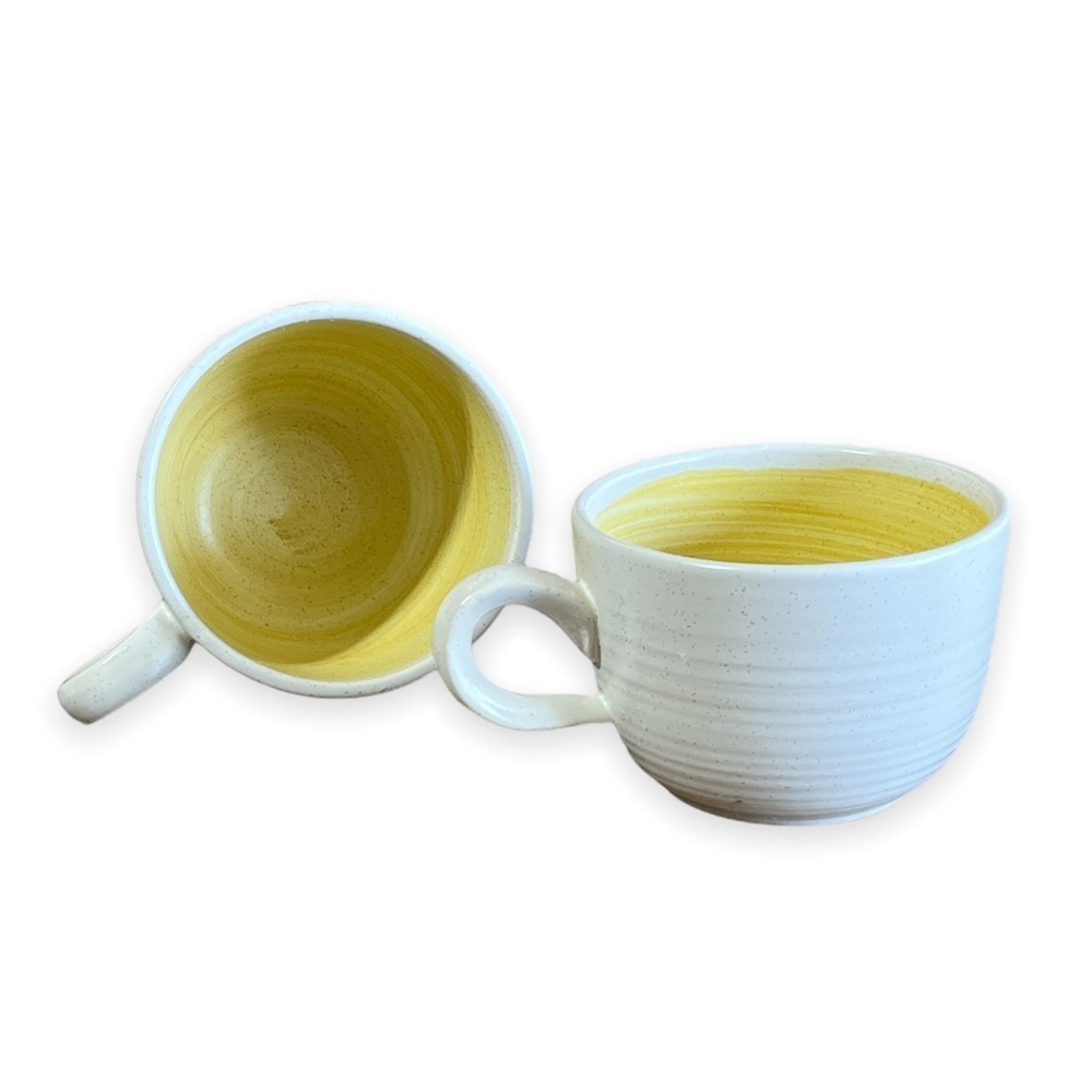 Vintage Franciscan Earthenware HACIENDA GOLD Tea Cups‎ USA Swirl Yellow Speck